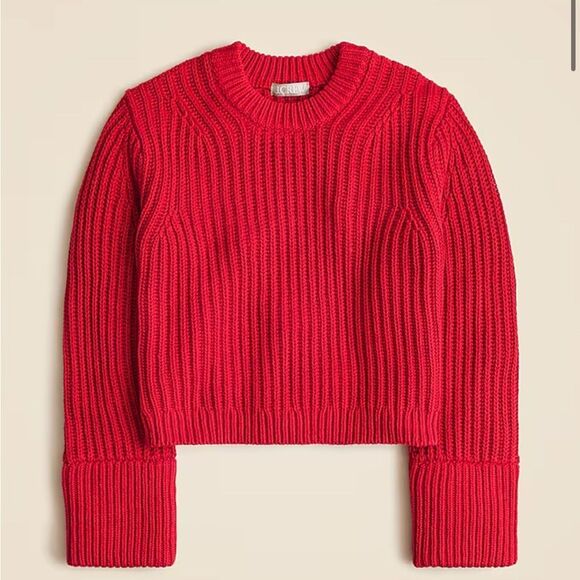 J. Crew Sweaters - J.Crew Heritage cotton fisherman crewneck sweater in red S